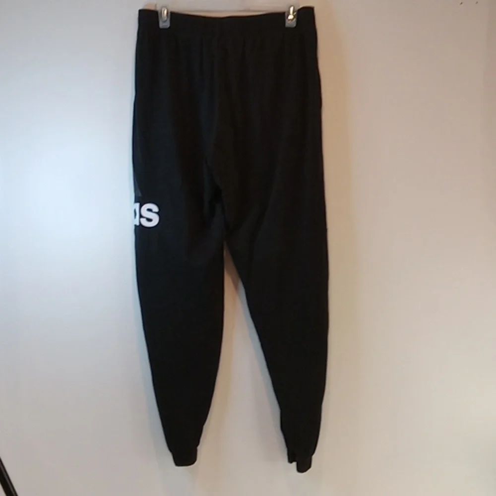 Adidas Spell Out Sweatpants Jogging Pants Black Drawstring Men's Sz L EUC NICE!